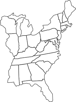 Map of the east coast